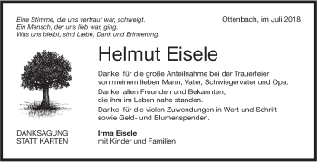 Traueranzeige von Helmut Eisele von NWZ Neue Württembergische Zeitung