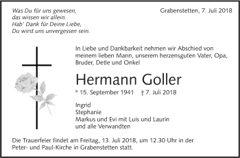 Traueranzeige von Hermann Goller von Alb-Bote/Metzinger-Uracher Volksblatt