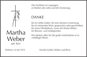 Traueranzeige von Martha Weber von Alb-Bote/Metzinger-Uracher Volksblatt