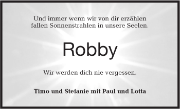 Traueranzeige von Robby  von Hohenloher Tagblatt