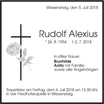 Traueranzeige von Rudolf Alexius von Geislinger Zeitung