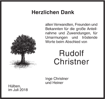 Traueranzeige von Rudolf Christner von Metzinger-Uracher Volksblatt