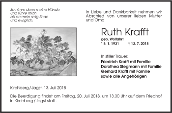 Traueranzeige von Ruth Krafft von Hohenloher Tagblatt