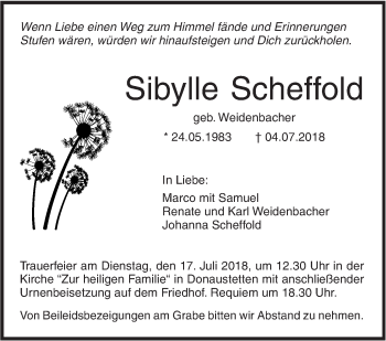 Traueranzeige von Sibylle Scheffold von SÜDWEST PRESSE Ausgabe Ulm/Neu-Ulm