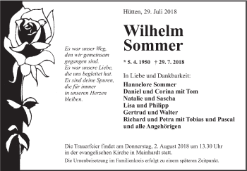 Traueranzeige von Wilhelm Sommer von Haller Tagblatt