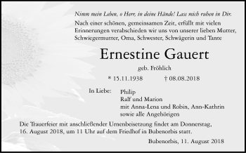 Traueranzeige von Ernestine Gauert von Haller Tagblatt