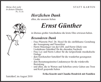 Traueranzeige von Ernst Günther von Hohenloher Tagblatt