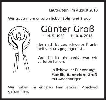 Traueranzeige von Günter Groß von NWZ Neue Württembergische Zeitung