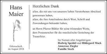 Traueranzeige von Hans Maier von Geislinger Zeitung