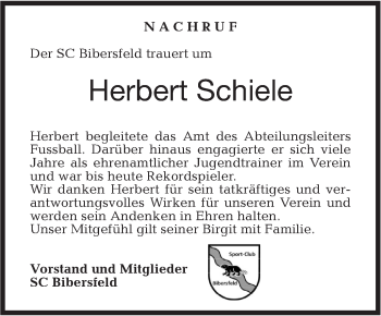 Traueranzeige von Herbert Schiele von Haller Tagblatt