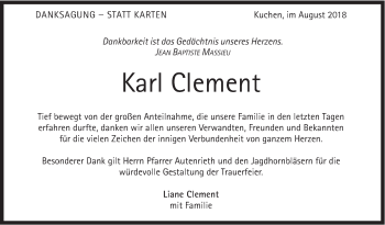 Traueranzeige von Karl Clement von Geislinger Zeitung