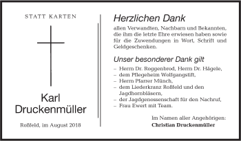 Traueranzeige von Karl Druckenmüller von Hohenloher Tagblatt