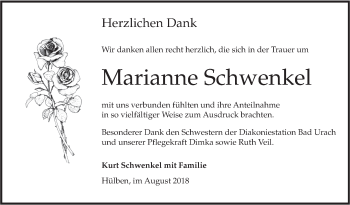 Traueranzeige von Marianne Schwenkel von Alb-Bote/Metzinger-Uracher Volksblatt