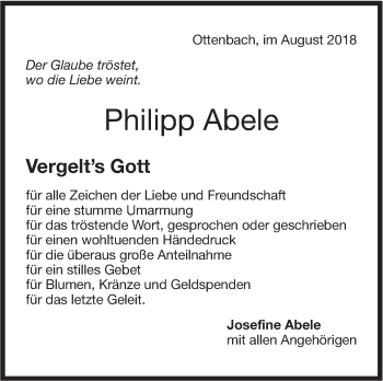 Traueranzeige von Philipp Abele von NWZ Neue Württembergische Zeitung