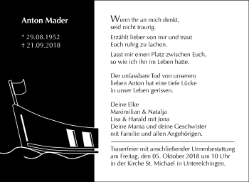 Traueranzeige von Anton Mader von SÜDWEST PRESSE Ausgabe Ulm/Neu-Ulm