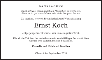 Traueranzeige von Ernst Koch von Rundschau Gaildorf