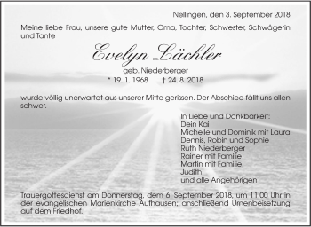 Traueranzeige von Evelyn Lächler von Geislinger Zeitung