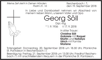 Traueranzeige von Georg Söll von Geislinger Zeitung