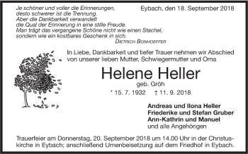 Traueranzeige von Helene Heller von Geislinger Zeitung