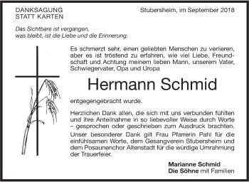 Traueranzeige von Hermann Schmid von Geislinger Zeitung