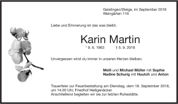 Traueranzeige von Karin Martin von Geislinger Zeitung