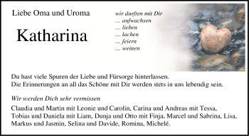 Traueranzeige von Katharina  von Hohenzollerische Zeitung