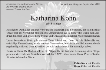 Traueranzeige von Katharina Kohn von Geislinger Zeitung