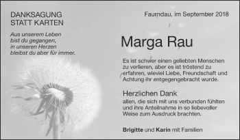 Traueranzeige von Marga Rau von NWZ Neue Württembergische Zeitung/Geislinger Zeitung