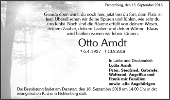 Traueranzeige von Otto Arndt von Rundschau Gaildorf