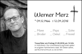 Traueranzeige von Werner Merz von SÜDWEST PRESSE Ausgabe Ulm/Neu-Ulm