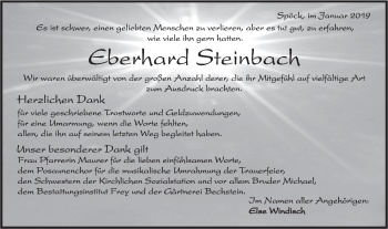 Traueranzeige von Eberhard Steinbach von Rundschau Gaildorf