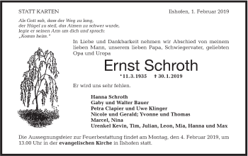 Traueranzeige von Ernst Schroth von Haller Tagblatt