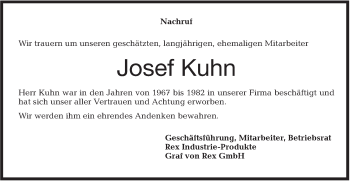 Traueranzeige von Josef  Kuhn von Haller Tagblatt