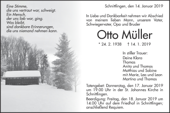 Traueranzeige von Otto Müller von Geislinger Zeitung