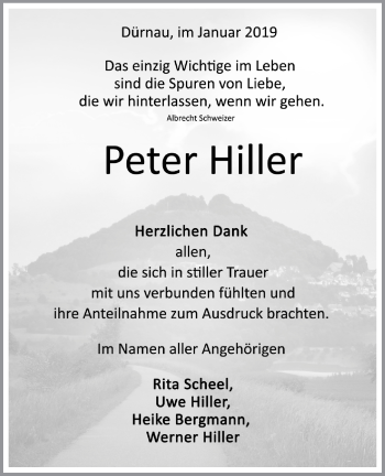 Traueranzeige von Peter Hiller von NWZ Neue Württembergische Zeitung