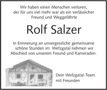 Traueranzeige von Rolf Salzer von Alb-Bote/Metzinger-Uracher Volksblatt