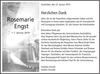 Traueranzeige von Rosemarie Engst von Alb-Bote/Metzinger-Uracher Volksblatt