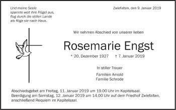 Traueranzeige von Rosemarie Engst von Alb-Bote/Metzinger-Uracher Volksblatt