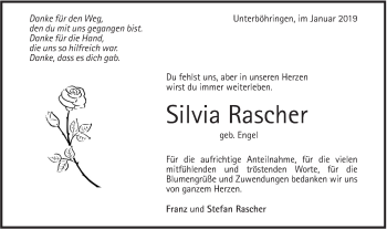 Traueranzeige von Silvia Rascher von Geislinger Zeitung