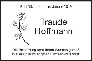 Traueranzeige von Traude Hoffmann von Geislinger Zeitung