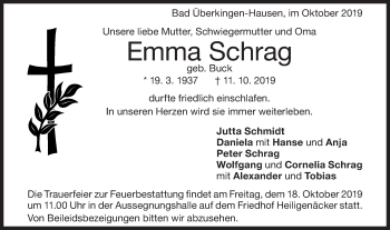 Traueranzeige von Emma Schrag von Geislinger Zeitung