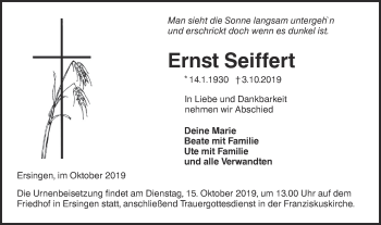 Traueranzeige von Ernst Seiffert von Ehinger Tagblatt