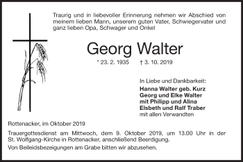 Traueranzeige von Georg Walter von Ehinger Tagblatt