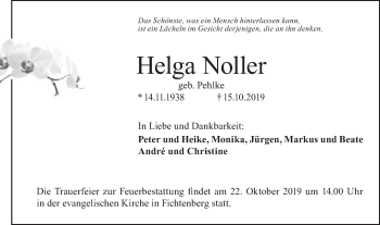 Traueranzeige von Helga Noller von Rundschau Gaildorf