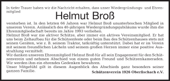 Traueranzeige von Helmut Broß von Haller Tagblatt