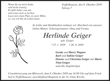 Traueranzeige von Herlinde Geiger von Geislinger Zeitung