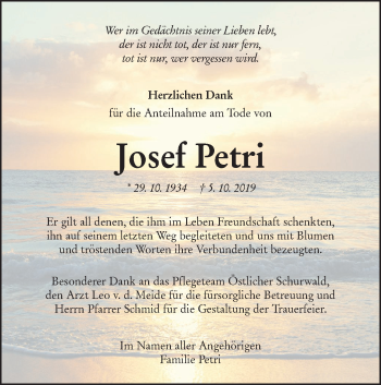 Traueranzeige von Josef Petri von NWZ Neue Württembergische Zeitung