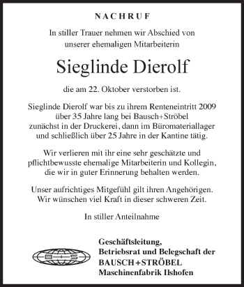 Traueranzeige von Sieglinde Dierolf von Haller Tagblatt