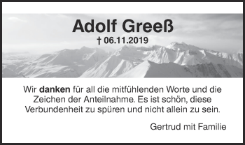 Traueranzeige von Adolf Greeß von SÜDWEST PRESSE Ausgabe Ulm/Neu-Ulm