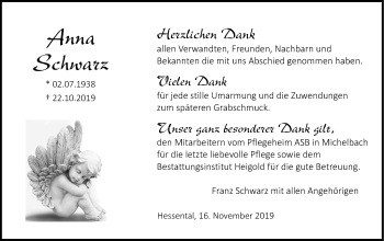 Traueranzeige von Anna Schwarz von Haller Tagblatt